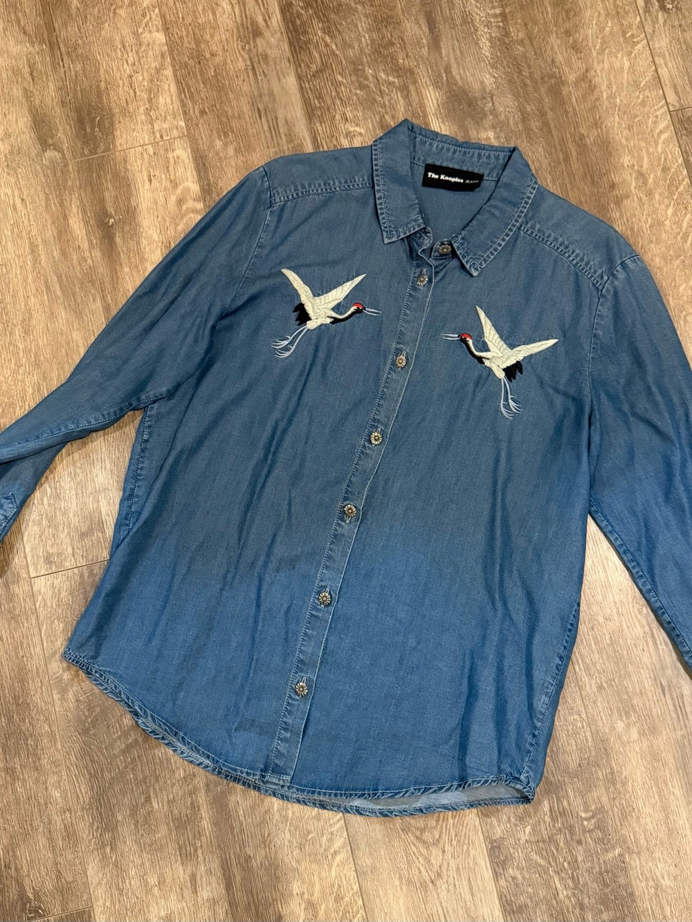 The Kooples Blue Denim Button-Up Shirt size large